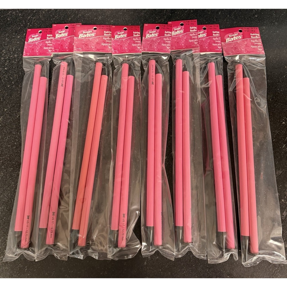 Susan Bates Luxite 14" Single Point‎ Knitting Needles US 17 12.75mm Lot of 8 NOS